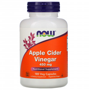 Яблучний оцет сидровий, Apple Cider Vinegar, Now Foods, 450 мг, 180 капсул