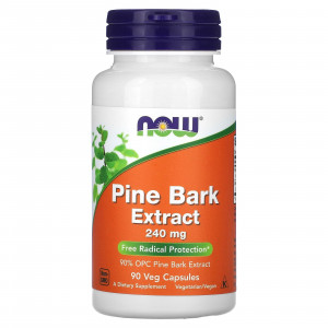 Екстракт соснової кори, Pine Bark, NOW Foods, 240 мг, 90 вегетаріанських капсул