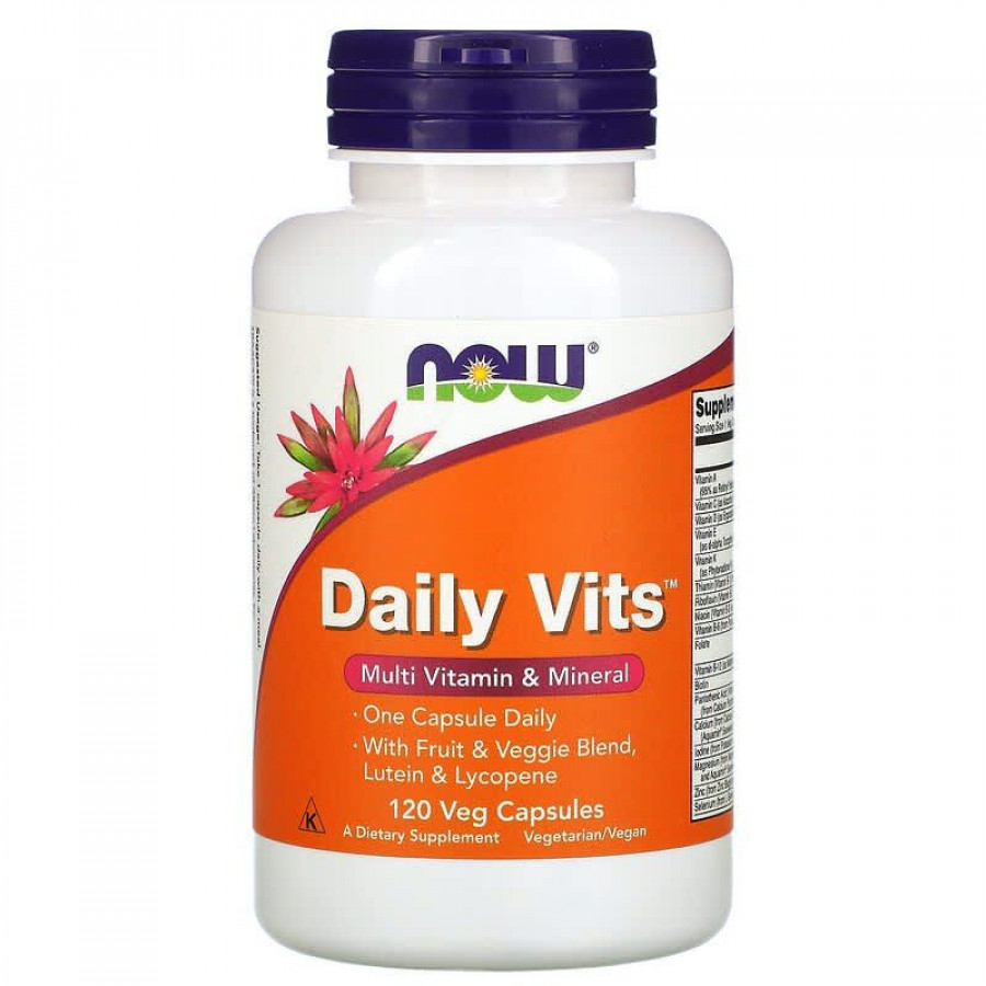 Мультивітаміни та мінерали, Daily Vits, Now Foods, 1 на день, 120 вегетаріанських капсул
