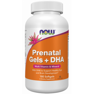 Вітаміни для вагітних з риб'ячим жиром, Prenatal Gels + DHA, Now Foods, 180 гелевих капсул