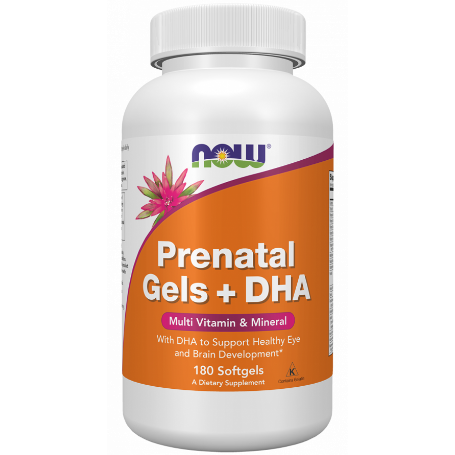 Вітаміни для вагітних з риб'ячим жиром, Prenatal Gels + DHA, Now Foods, 180 гелевих капсул