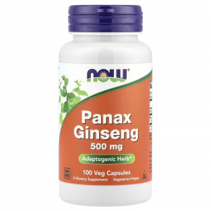 Женьшень, Panax Ginseng, Now Foods, 500 мг, 100 вегетаріанських капсул