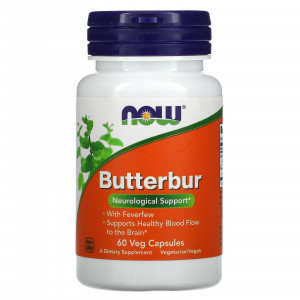 Білокопитник лікарський, пиретрум, Butterbur, Now Foods, 60 вегетаріанських капсул