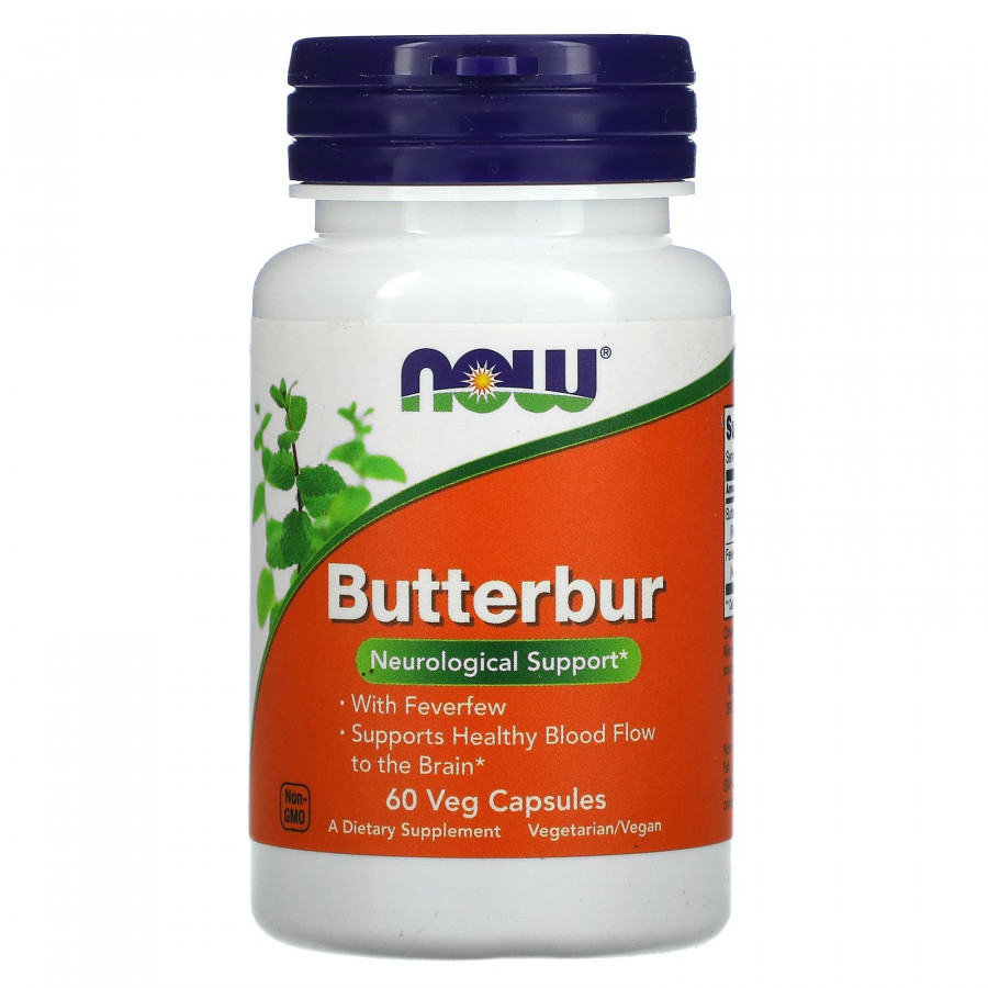 Білокопитник лікарський, пиретрум, Butterbur, Now Foods, 60 вегетаріанських капсул