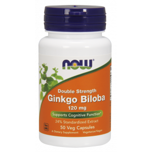 Гінкго білоба, Ginkgo Biloba, Now Foods, подвійна сила, 120 мг, 50 вегетаріанських капсул
