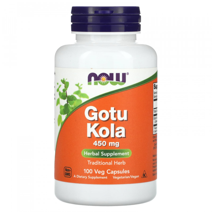 Готу кола, Gotu Kola, Now Foods, 450 мг, 100 вегетаріанських капсул