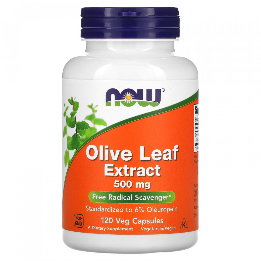 Листя оливи, Olive Leaf, NOW Foods, екстракт, 500 мг, 120 рослинних капсул