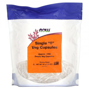 Порожні капсули "0", Single "0" Veg Capsules, Now Foods, 1000 порожніх вегетаріанських капсул