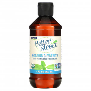 Стевія, Better Stevia, Now Foods, рідкий підсолоджувач з нульовою калорійністю, органік гліцерит, 237 мл