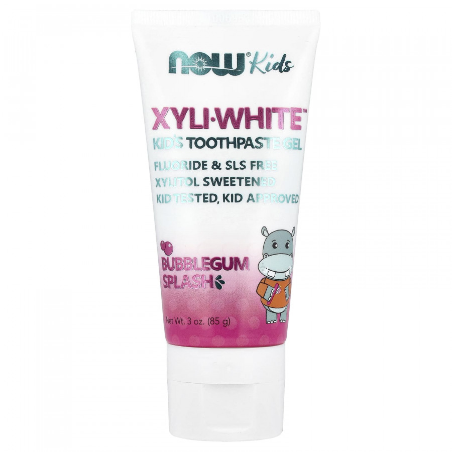Зубний гель дитячий, Kids Toothpaste Gel, Now Foods, Solutions, жувальна гумка, 85 г