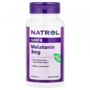Мелатонін, Melatonin, Natrol, 3 мг, 120 таблеток