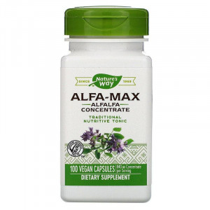 Альфальфа Макс, Alfa-Max, Nature's Way, концентрат, 840 мг, 100 веганських капсул (420 мг на капсулу)