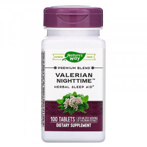 Валеріана, Valerian Nighttime, Nature's Way, без присмаку, для сну, 100 таблеток