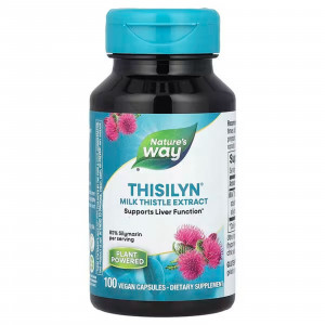 Підтримка печінки, Thisilyn®, Milk Thistle Extract, Nature's Way, екстракт розторопші плямистої, 100 веганських капсул