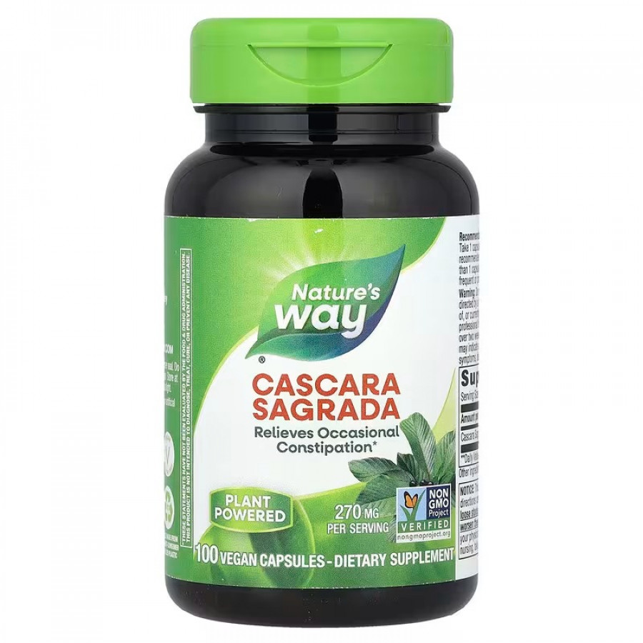 Каскара саграда, Cascara Sagrada, Nature's Way, 350 мг, 100 капсул