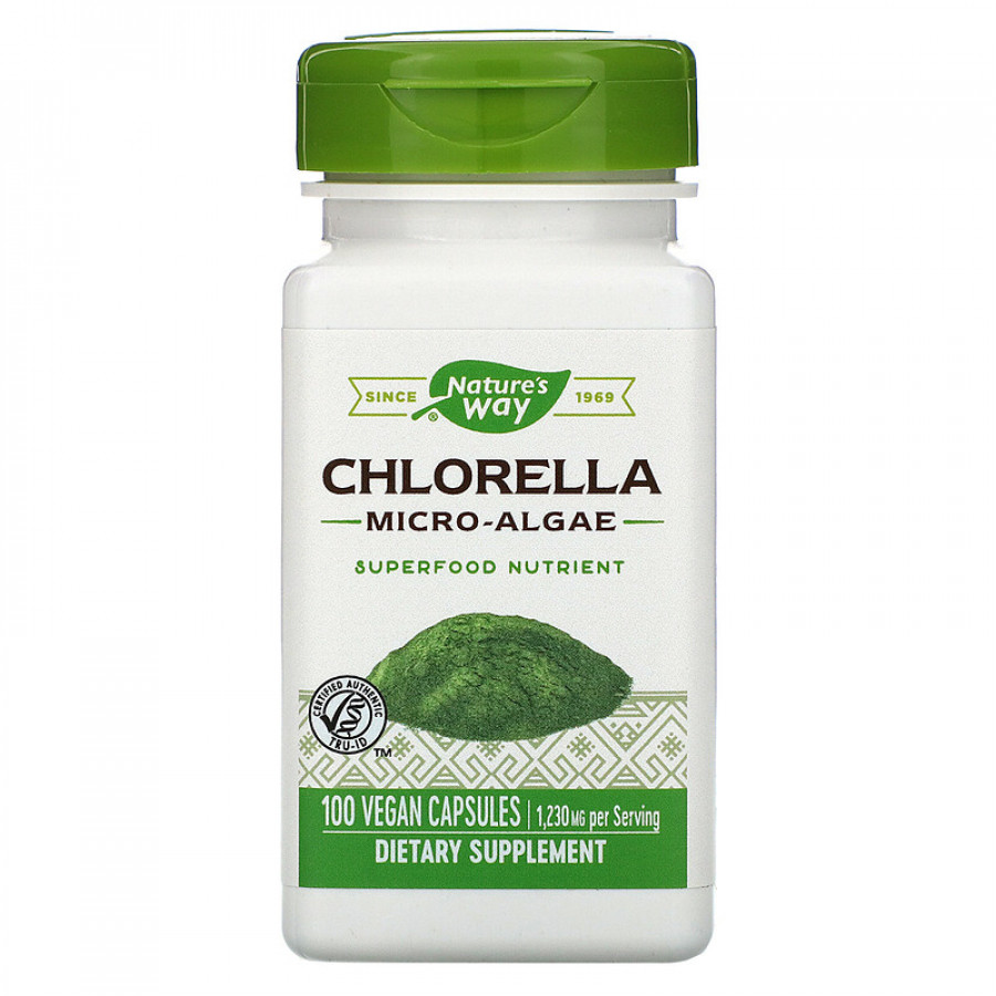 Хлорелла, Chlorella, Nature's Way, мікроводорості, 1230 мг, 100 капсул (410 мг в 1 капсулі)