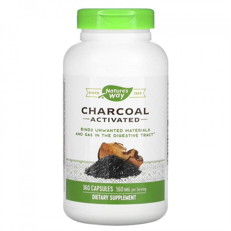 Активоване вугілля, Charcoal Activated, Nature's Way, 280 мг, 360 капсул