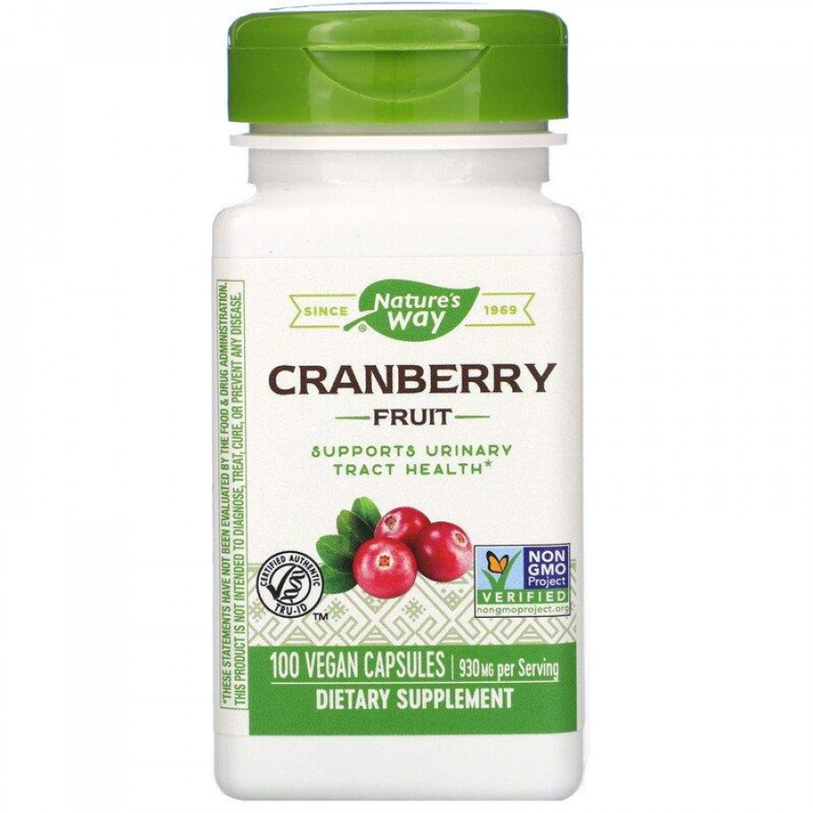 Журавлина, Cranberry Fruit, Nature's Way, ягоди, 930 мг, 100 веганських капсул (465 мг на капсулу)