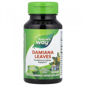 Даміана, Damiana, Nature's Way, листя, 600 мг, 100 веанських капсул (300 мг у капсулі)