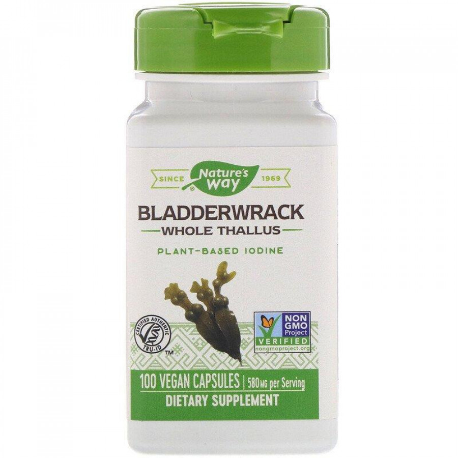 Ламінарія, йод, Bladderwrack, Nature's Way, 580 мг, 100 веганських капсул