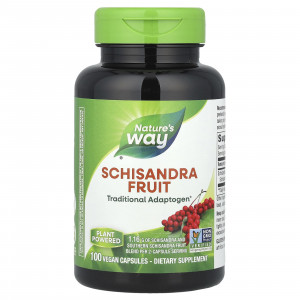 Лимонник китайський, Schizandra, Nature's Way, плоди, 100 веганських капсул (0,58 г на капсулу)