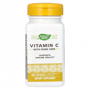 Вітамін С (аскорбінова кислота) з шипшиною, Vitamin C With Rose Hips, Nature's Way, 100 капсул