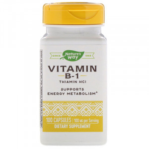 Тіамін, Vitamin B-1, Nature's Way, 100 мг, 100 капсул