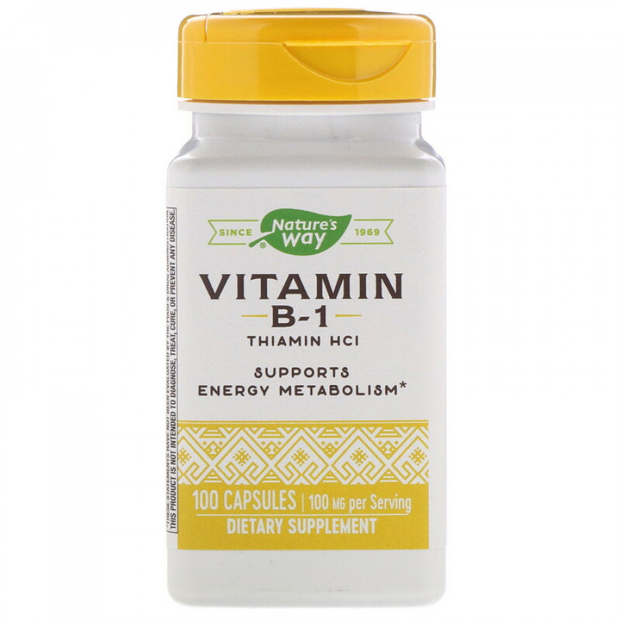 Тіамін, Vitamin B-1, Nature's Way, 100 мг, 100 капсул