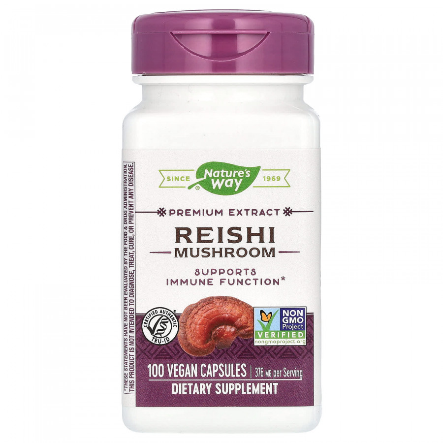 Гриб рейші лікувальний, Reishi, Nature's Way, стандартизований, 376 мг, 100 капсул