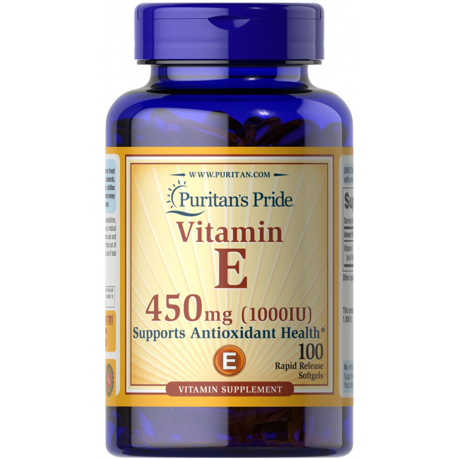Вітамін Е, Vitamin E, Puritan's Pride, 450 мг (1000 МО), 100 капсул
