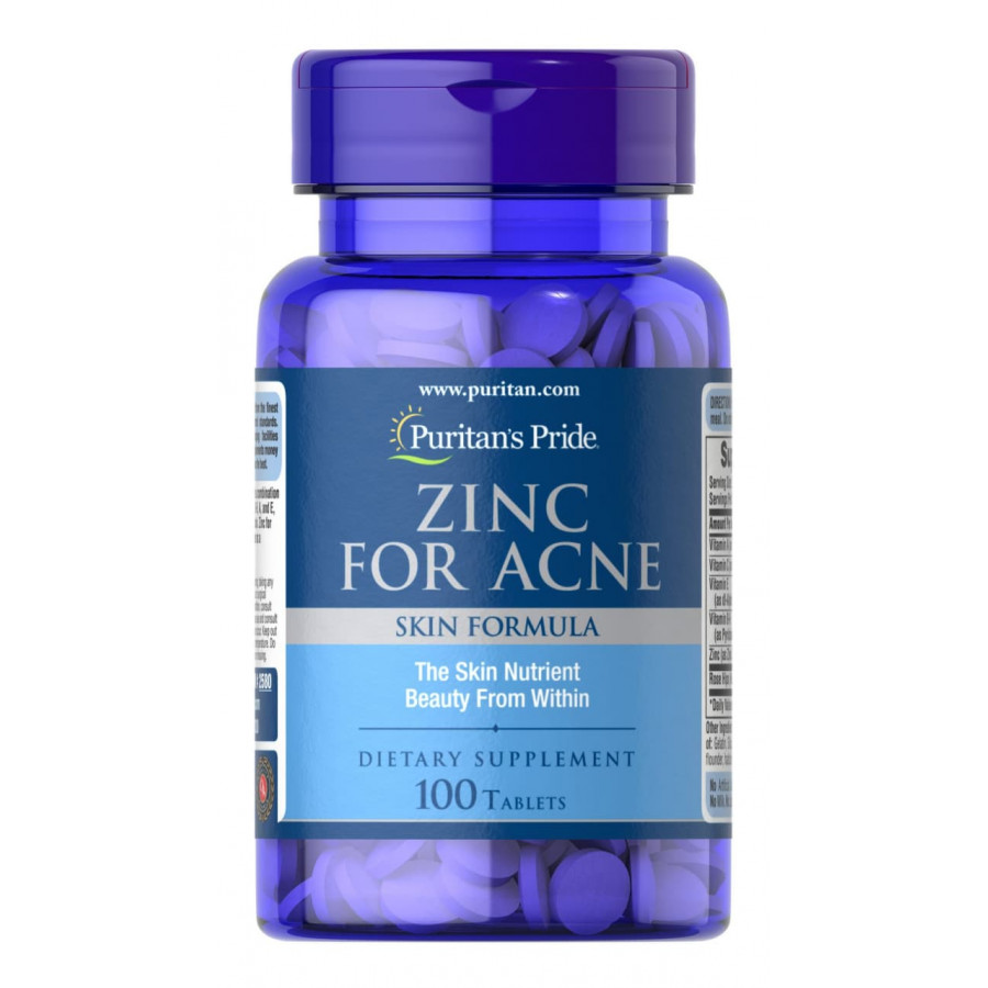 Цинк від прищів, Zinc for Acne, Puritan's Pride, 100 таблеток