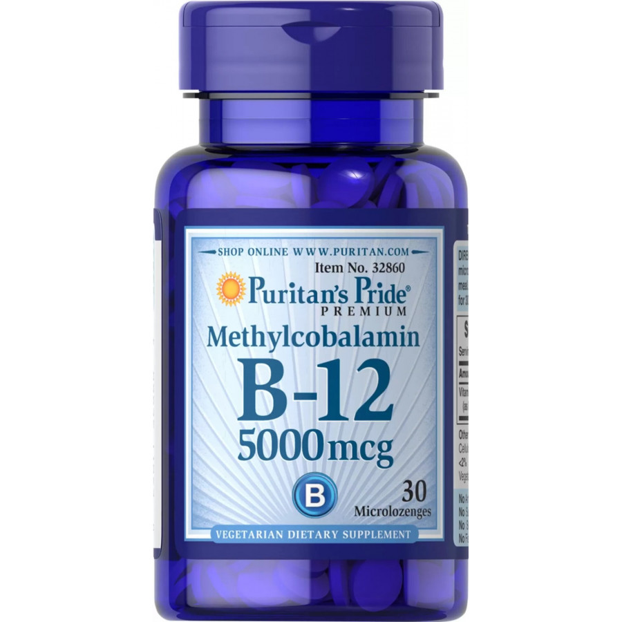 Вітамін В12 (метилкобаламін), Methylcobalamin Vitamin B-12, Puritan's Pride, 5000 мкг, 30 мінільодяників