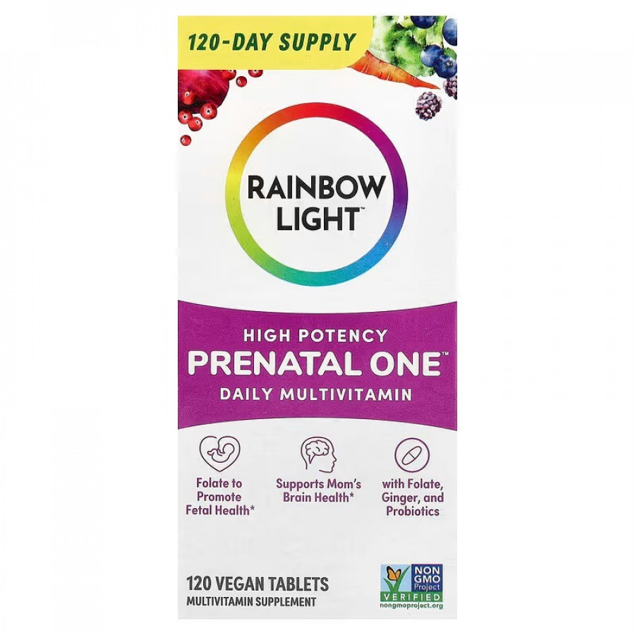 Мультивітаміни для вагітних, Prenatal One, Rainbow Light, щоденні, висококонцентровані, 120 веганських таблеток