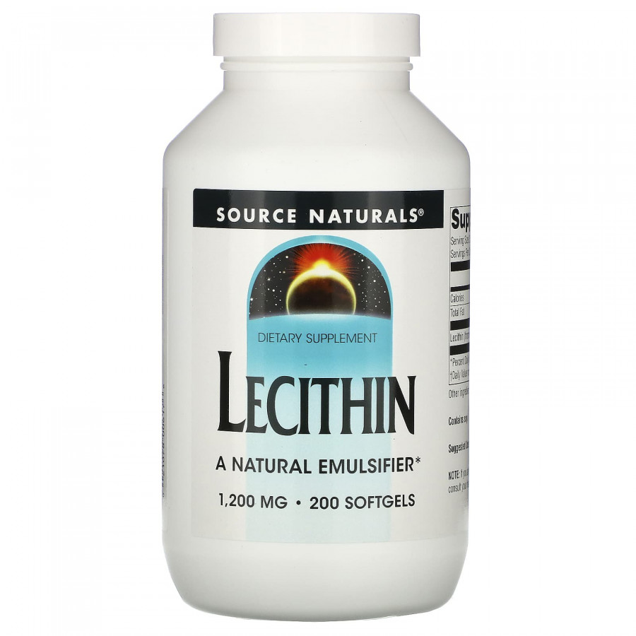 Лецитин, Lecithin, Source Naturals, 1200 мг, 200 капсул