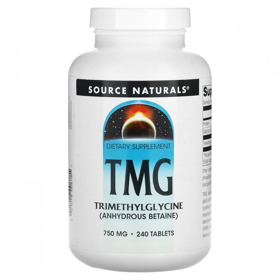 Триметилгліцин (ТМГ), TMG, Source Naturals, 750 мг, 240 таблеток