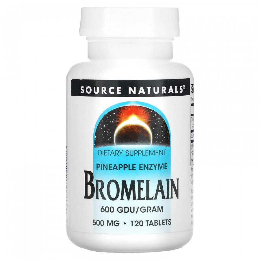 Бромелайн, Bromelain, Source Naturals, 600 ДДУ / г, 500 мг, 120 таблеток