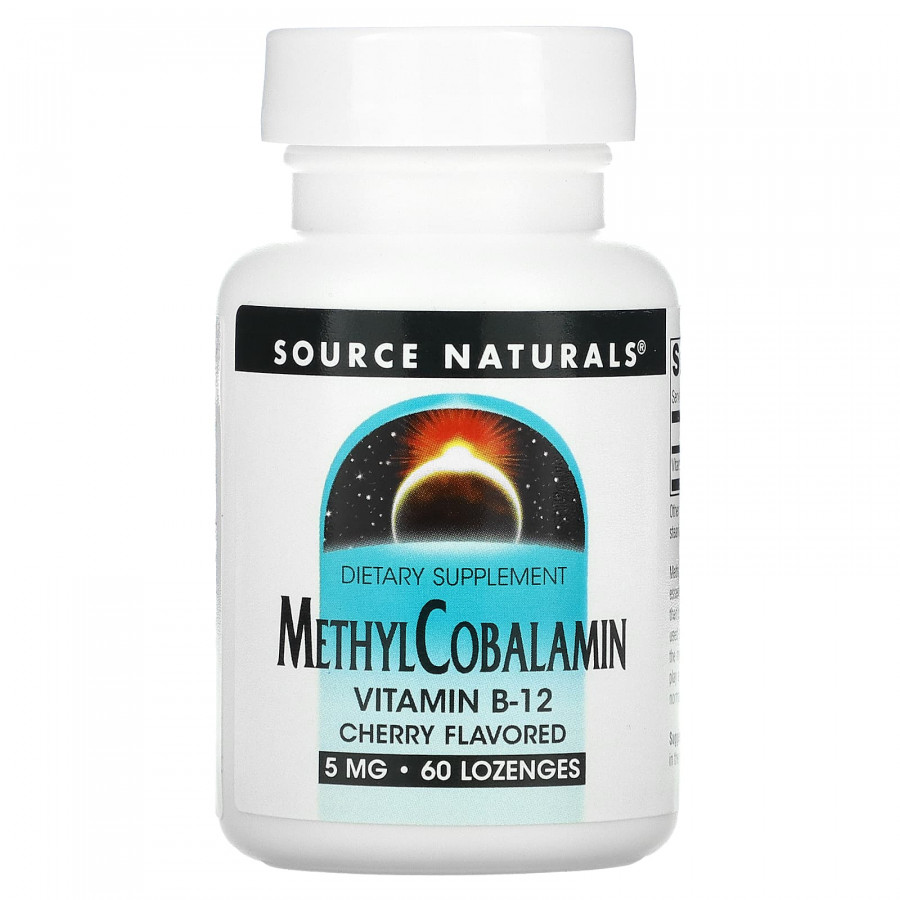 Вітамін В12 (метилкобаламін), MethylCobalamin, Source Naturals, вишня, 5 мг, 60 таб.