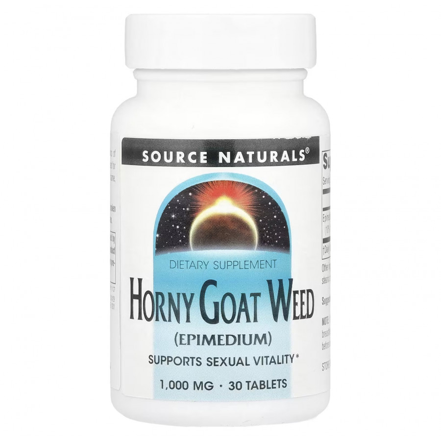 Підтримка сексуального здоров'я (горянка), Horny Goat Weed (Epimedium), Source Naturals, 1000 мг, 30 таблеток