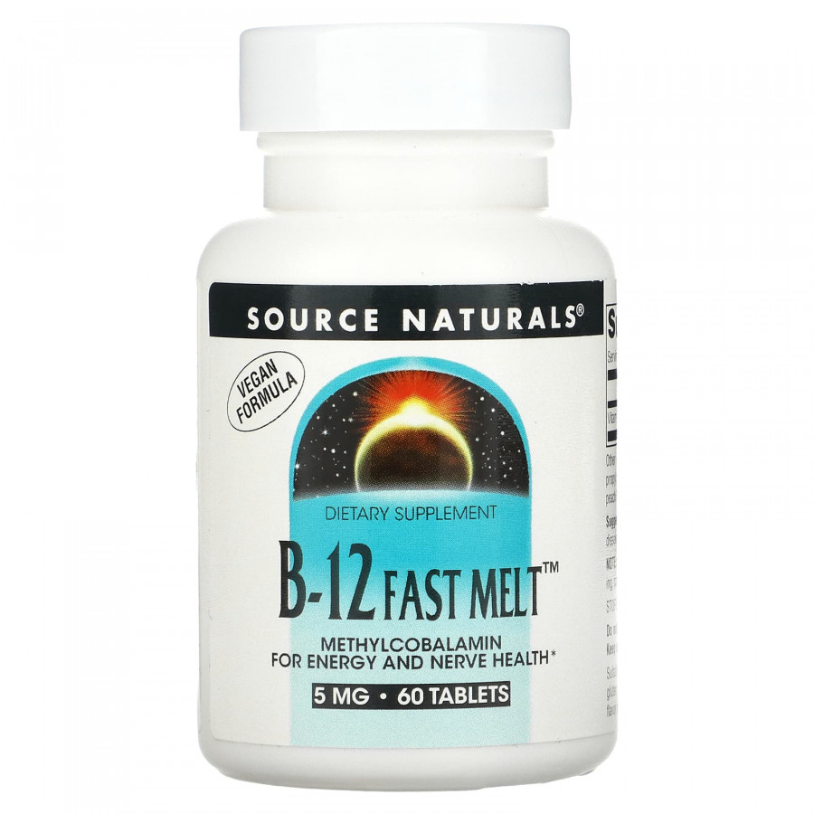 Вітамін В12, B-12 Fast Melt, Source Naturals, 5 мг, 60 таблеток