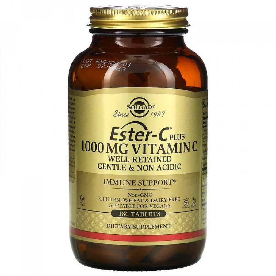 Естер-С плюс, Ester-C Plus, Solgar, вітамін C, 1000 мг, 180 таблеток