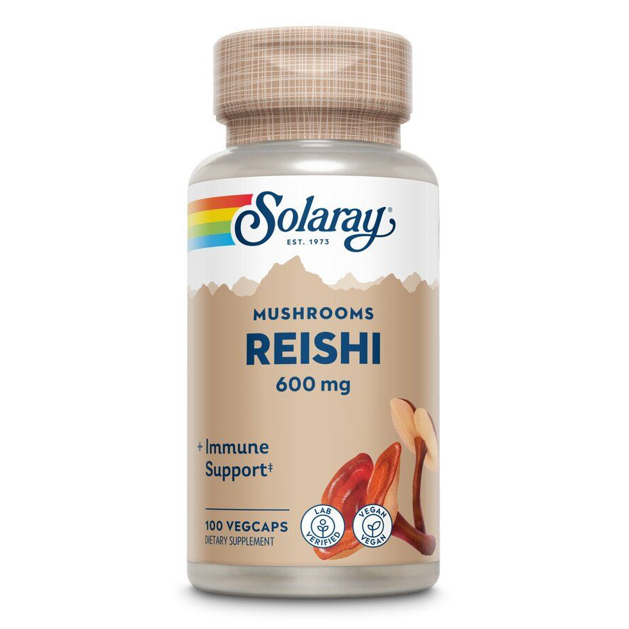 Гриби рейші, Reishi Mushroom, Solaray, 600 мг, 100 рослинних капсул