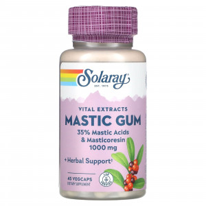 Смола мастикового дерева, екстракт, Mastic Gum, Solaray, 1000 мг, 45 вегетаріанських капсул (500 мг на капсулу)