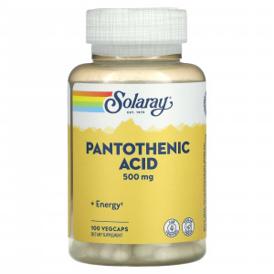 Пантотенова кислота, Pantothenic Acid, Solaray, 500 мг, 100 вегетаріанських капсул