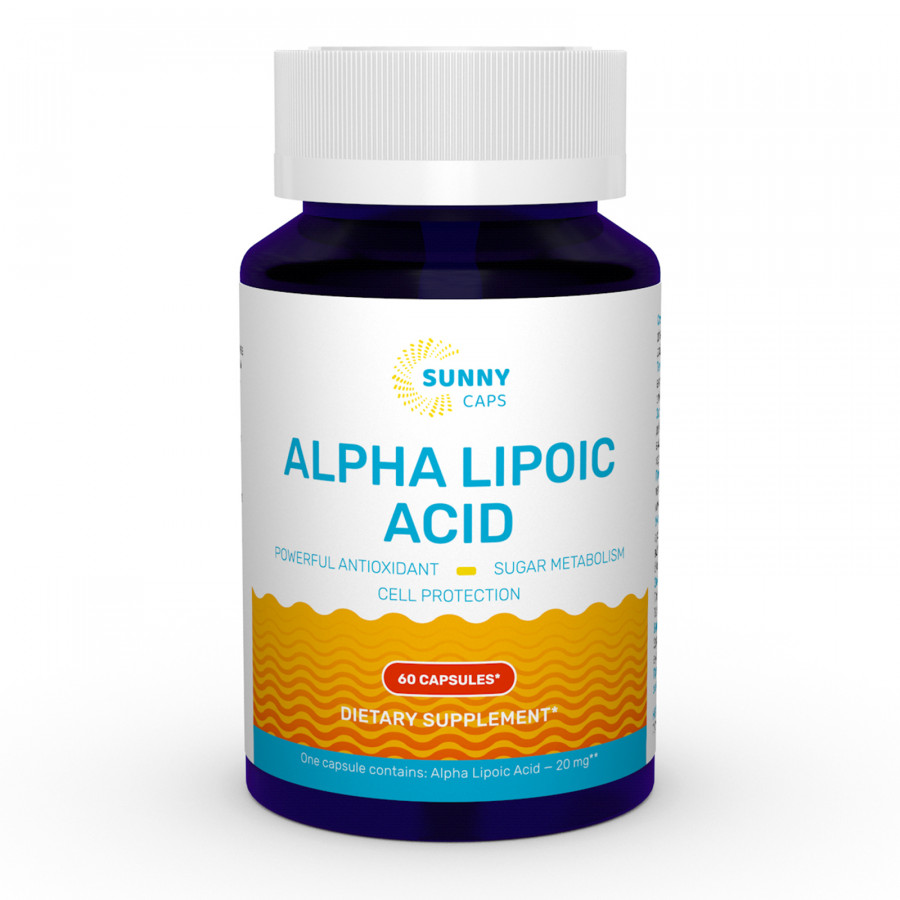 Альфа-ліпоєва кислота, Alpha-Lipoic Acid Powerfull, Sunny Caps, 60 капсул