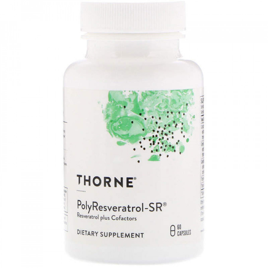 Ресвератрол, птеростільбен, куркумін, PolyResveratrol-SR, Thorne, 60 капсул