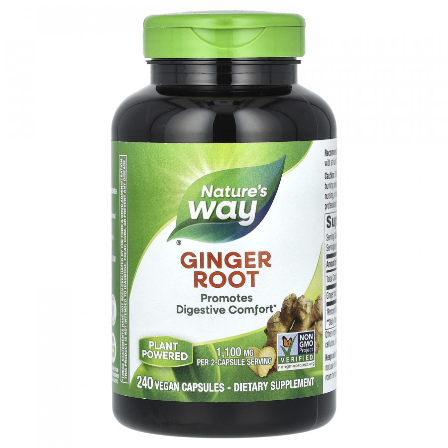Корінь імбиру (Ginger Root), Nature's Way, 1100 мг, 240 веганських капсул (550 мг на капсулу)