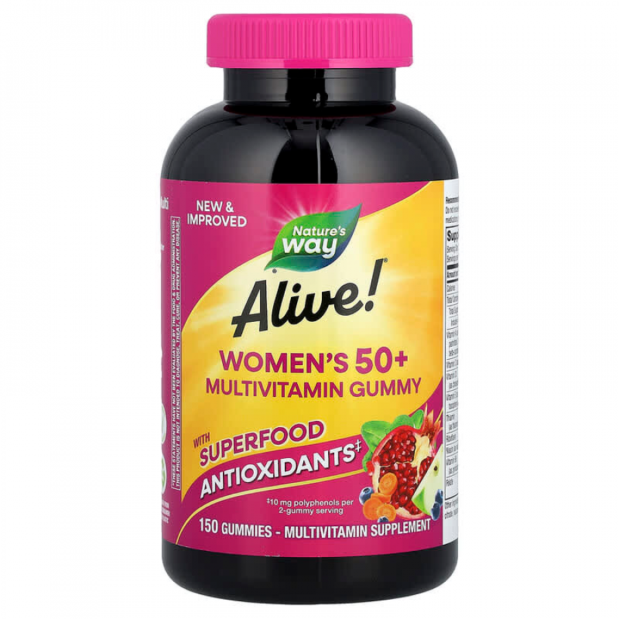 Мультивітаміни для жінок віком від 50 років, Women's 50+ Gummy, Nature's Way, Alive!, суміш ягід, 150 жувальних таблеток