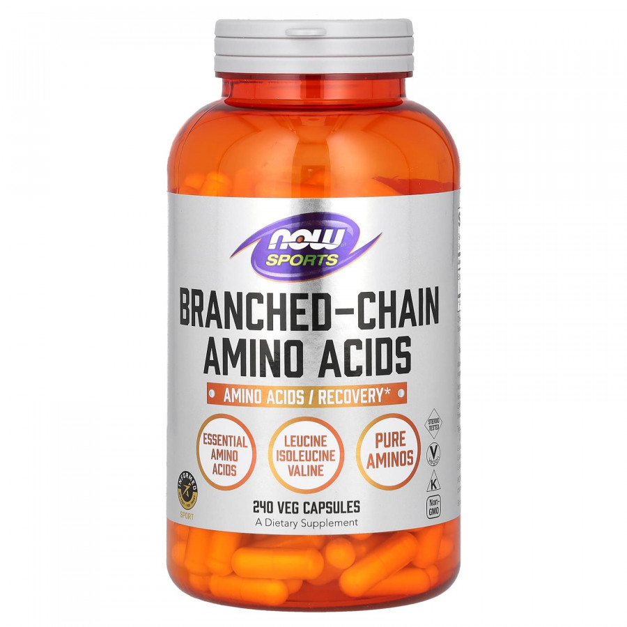 BCAA амінокислоти з розгалуженим ланцюгом, Amino Acids, Now Foods, Sports, 240 капсул