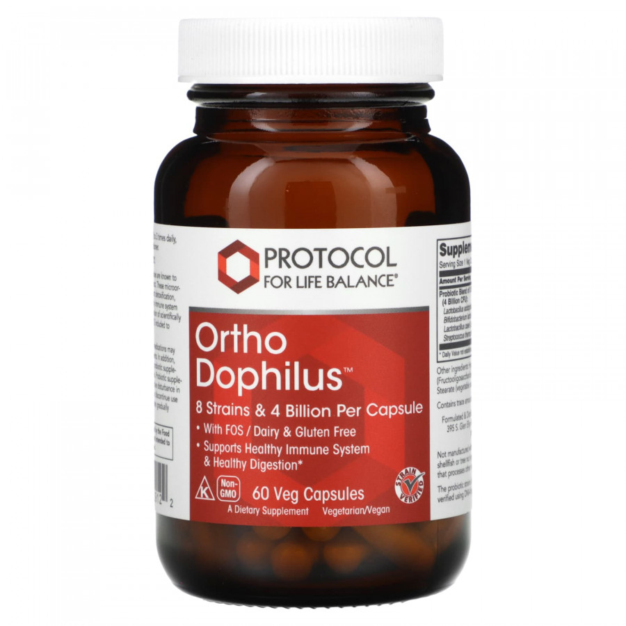 Пробіотики дофілус, Ortho Dophilus, Protocol for Life Balance, 60 рослинних капсул