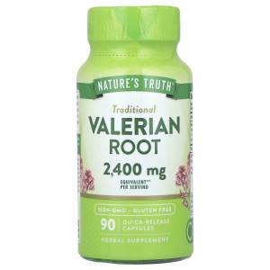 Валеріана, Valerian Root, Nature's Truth, корінь, 2400 мг, 90 капсул швидкого вивільнення (1200 мг на капсулу)